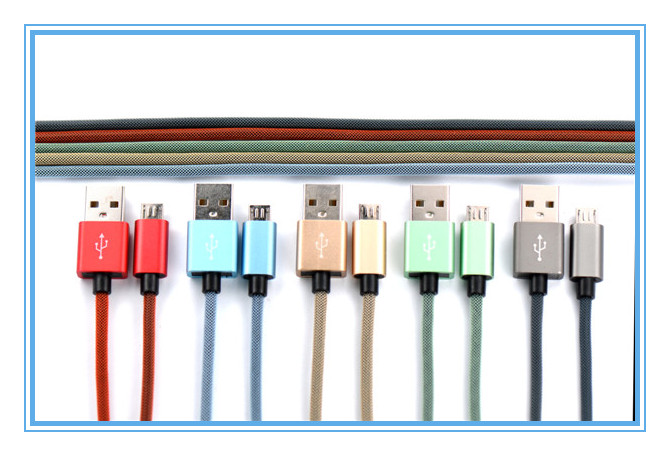 USB MICRO數(shù)據(jù)線魚網(wǎng)編織鋁合金外殼