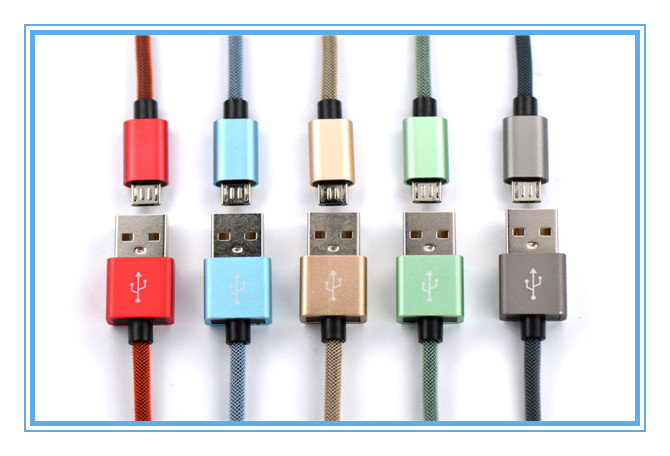 USB MICRO數(shù)據(jù)線魚網(wǎng)編織鋁合金外殼